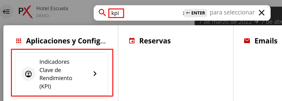 Campo de búsqueda con 'Indicadores Clave de Rendimiento' escrito