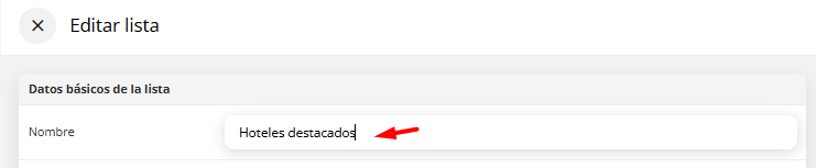 Campo Nombre de la lista