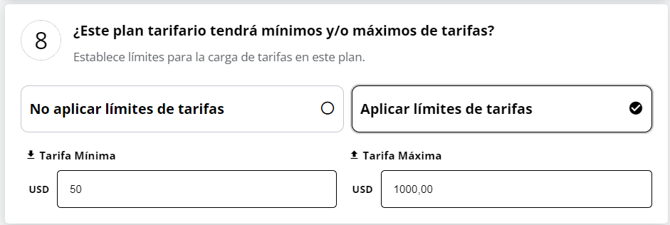 Configuración de límites de tarifa