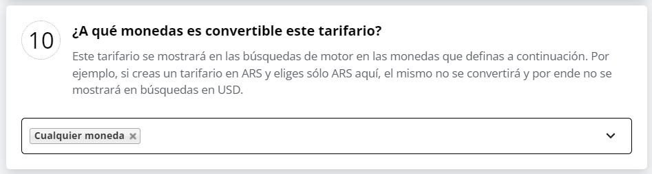 Configuración de monedas convertibles