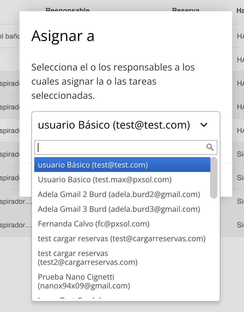 Ventana de asignación o cambio de estado