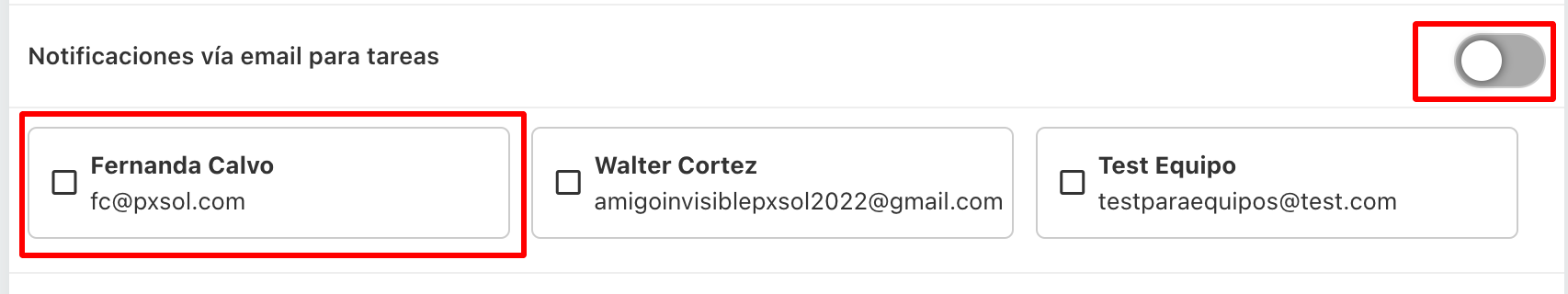 Activación de notificaciones por correo