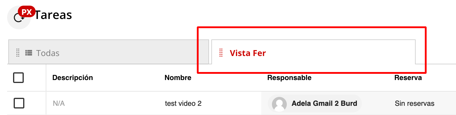 Menú de vistas personalizadas ordenadas