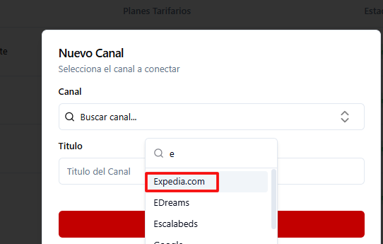 Seleccionar Canal Expedia