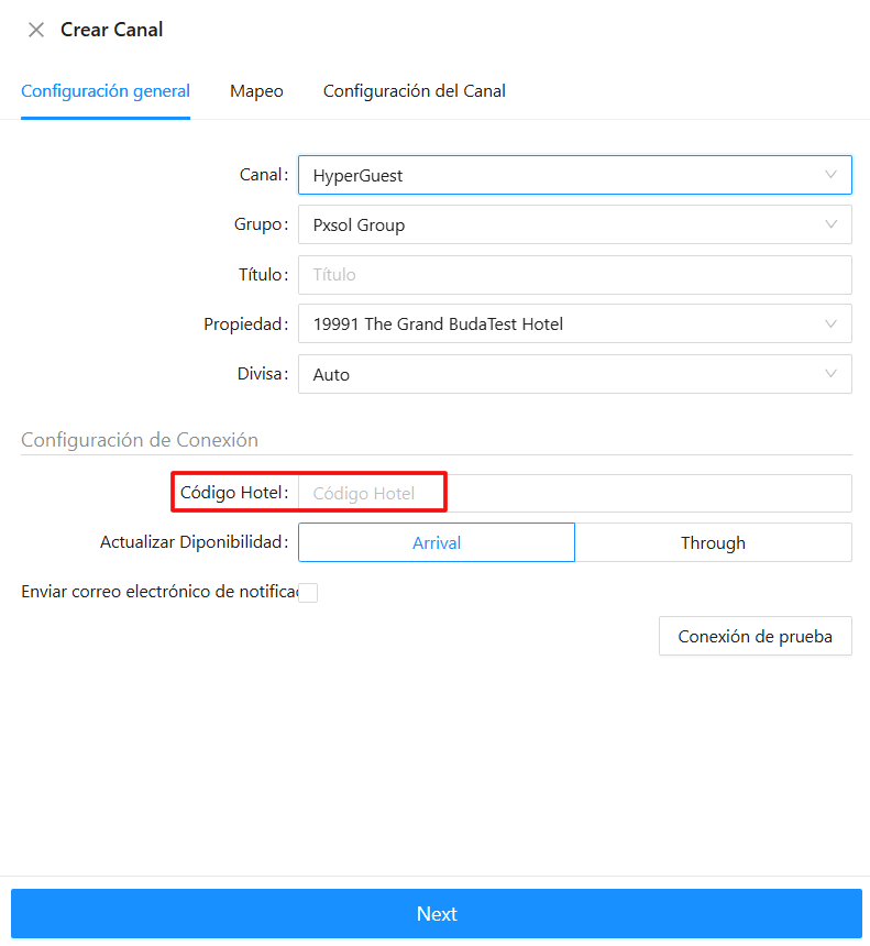 Configuración general