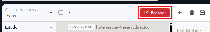Botón 'Redactar' en el margen superior de la bandeja de entrada.