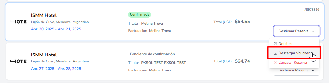 Voucher descargado desde Mis Reservas