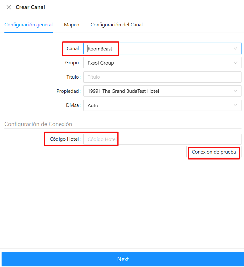 Configuración general del canal