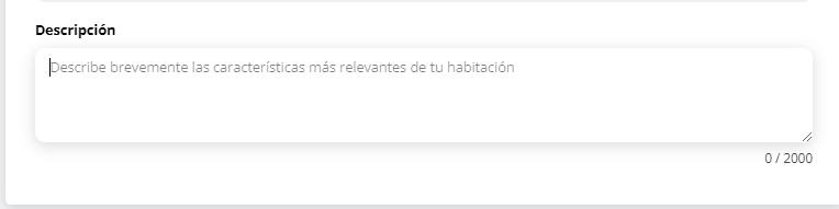 Campo de Descripción en la configuración de la habitación