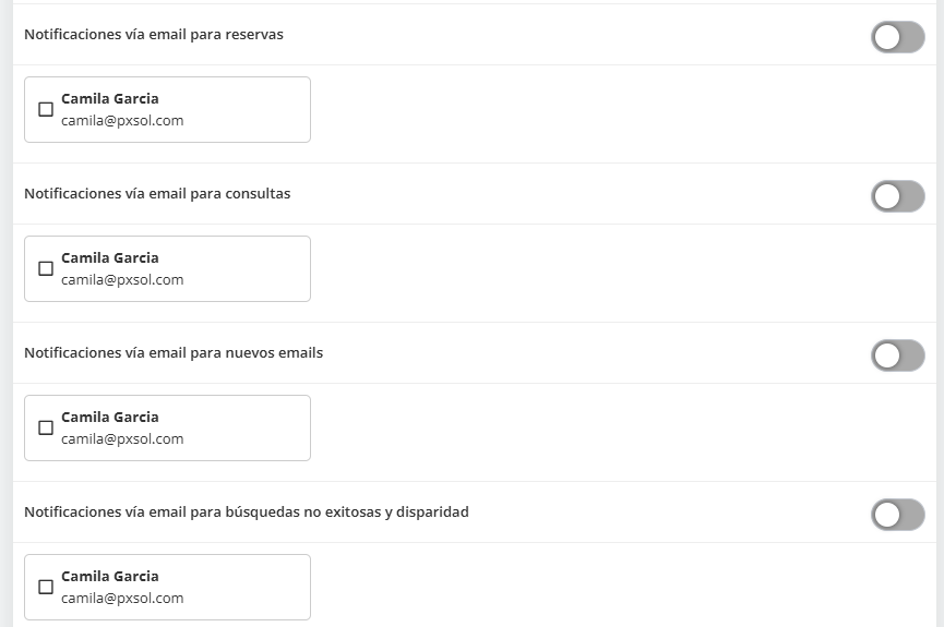 Asignación de usuarios a tipos de notificación