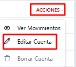 Acción Editar Cuenta