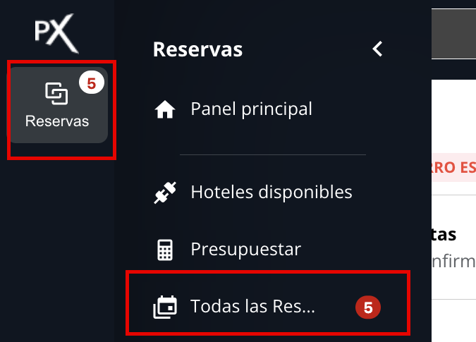 Menú de Reservas - Todas las Reservas