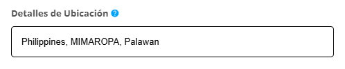 Campo de Detalles de ubicación en la solapa TEXTOS.