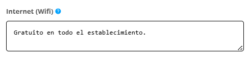 Campo de Internet (WiFi) en la solapa TEXTOS.