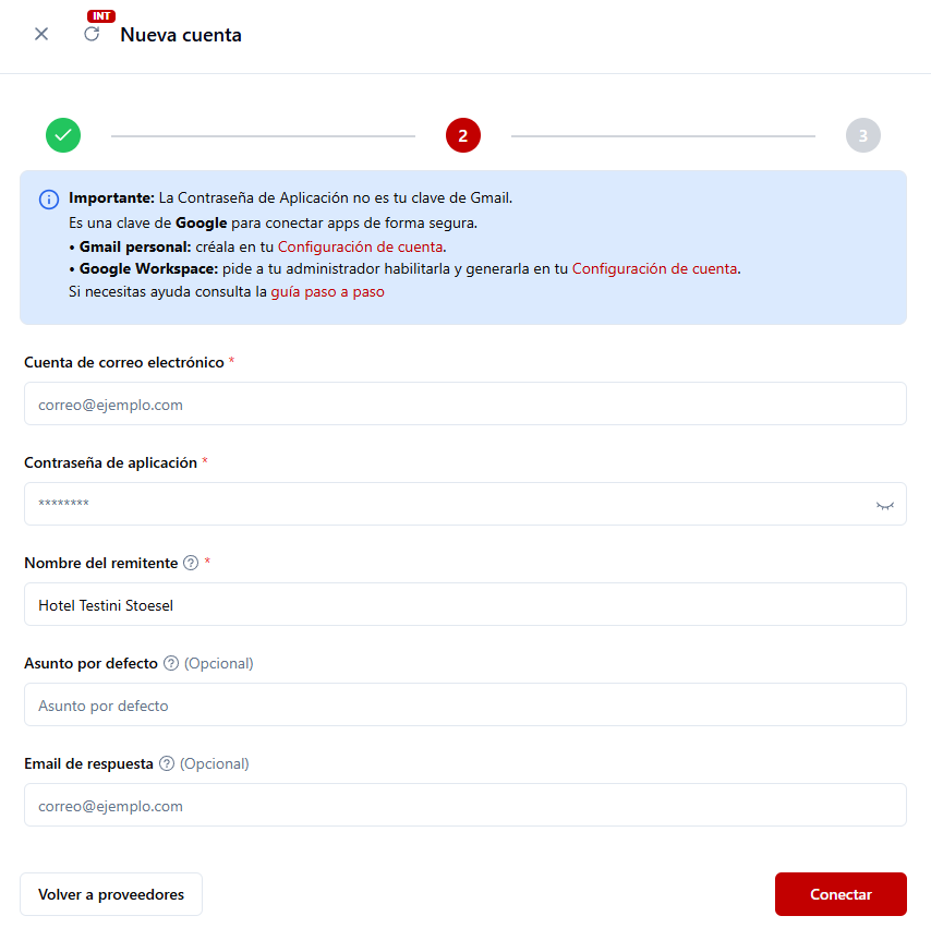 Formulario de conexión con Gmail