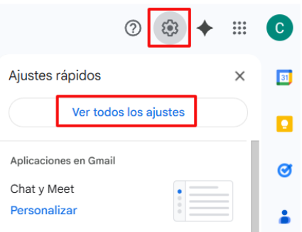 Captura de pantalla de Gmail mostrando la configuración de IMAP