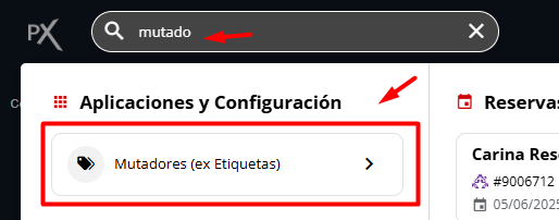 Acceso a la aplicación Mutadores