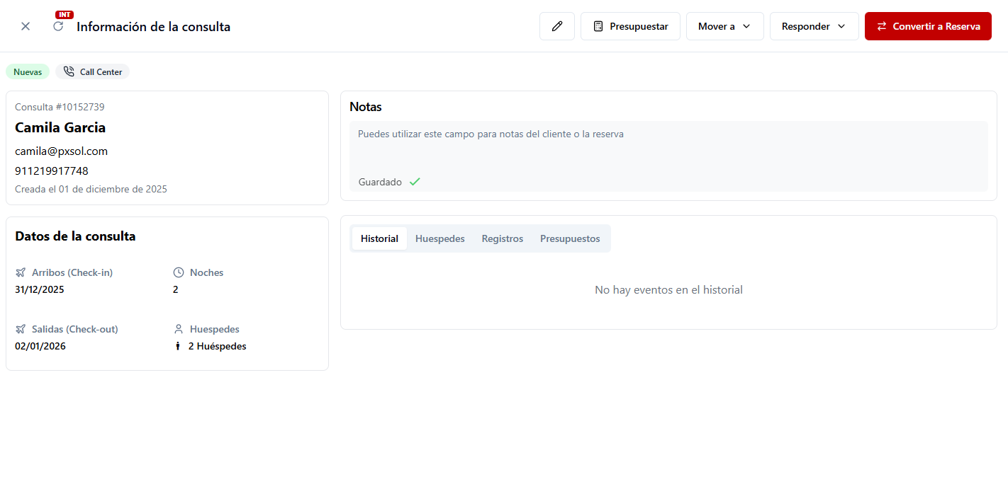Detalle de la consulta