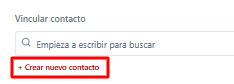 Captura de pantalla del botón Crear Nuevo Contacto