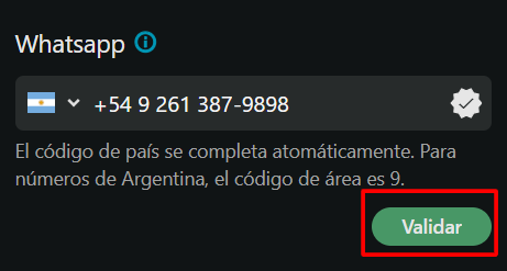 Validación de número de WhatsApp