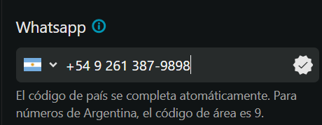 Campo de entrada para número de WhatsApp