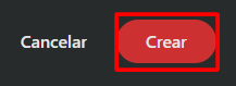 Botón Crear para confirmar la acción