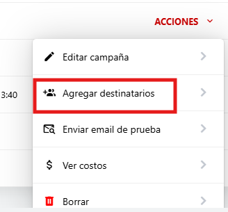Botón Agregar destinatarios
