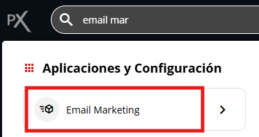 Acceso a la aplicación Email Marketing