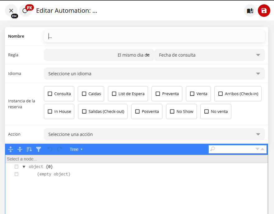 Detalles de configuración de reglas de automation