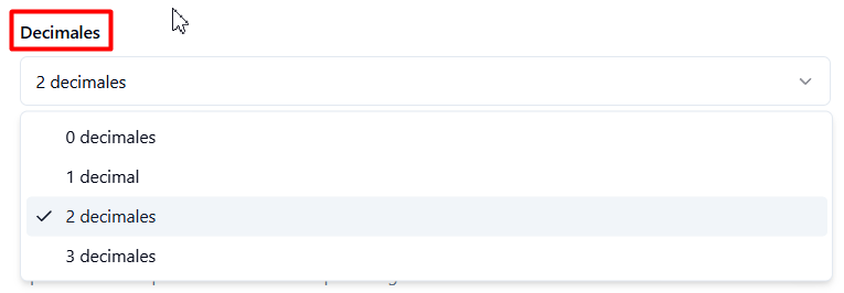 Configuración de decimales en el motor de reservas