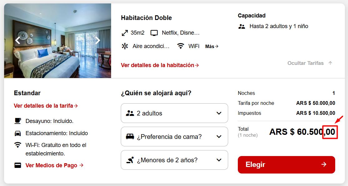 Ejemplo de visualización de precios con 2 decimales