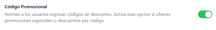 Campo de código promocional en el motor de reservas