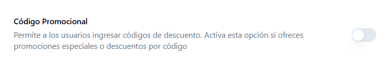 Ejemplo de ingreso de código promocional