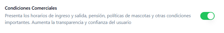 Configuración de visibilidad para Condiciones comerciales