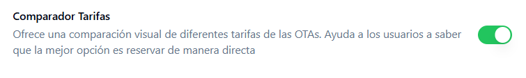 Configuración de visibilidad para Comparador tarifas