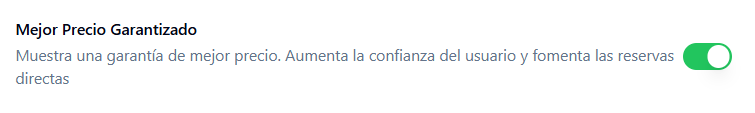 Configuración de visibilidad para Mejor precio garantizado