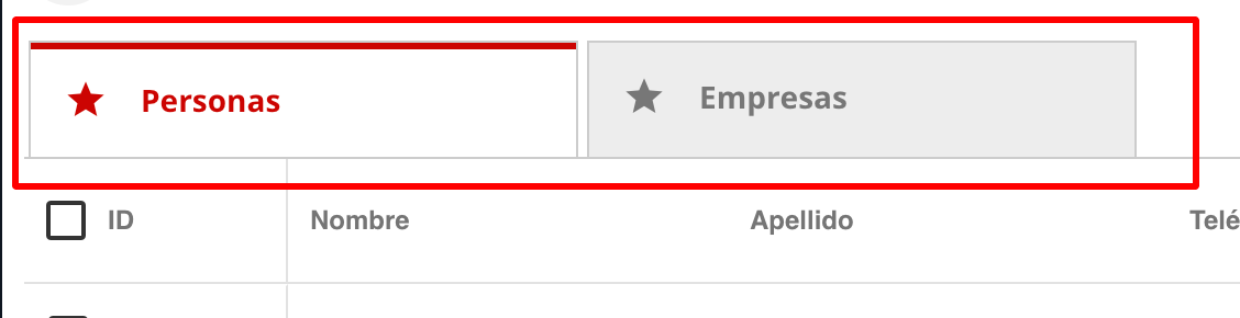Vista de la lista de contactos activa