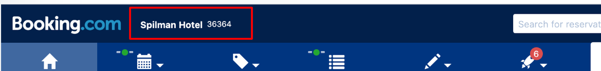 Captura de pantalla de Booking.com extranet - ubicación del Hotel ID