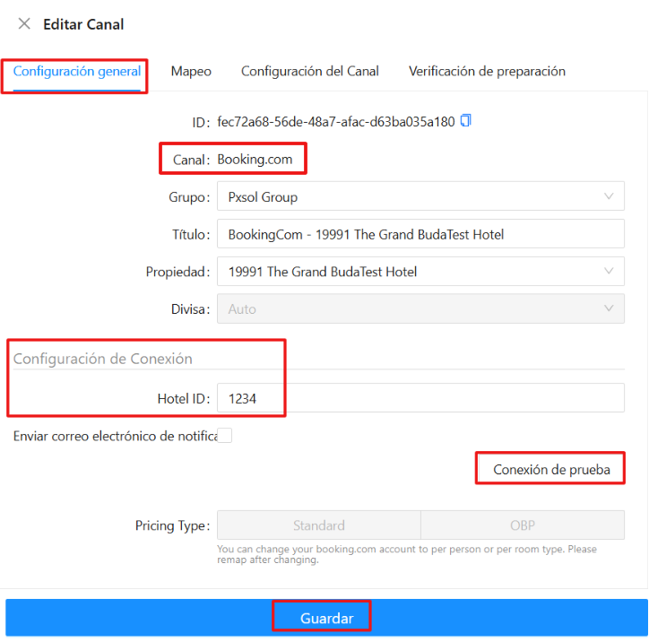 Configuración general del canal