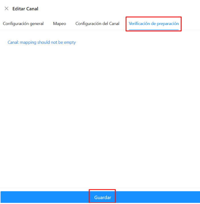 Verificación de preparación del canal