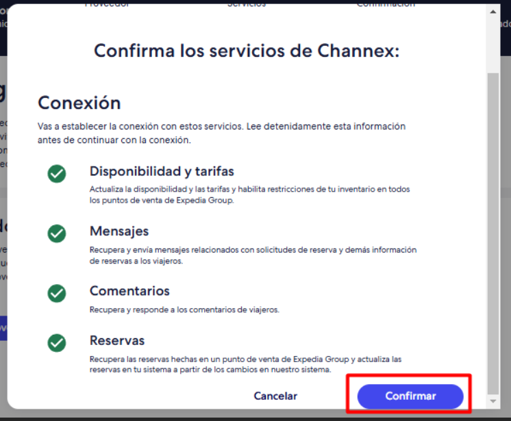 Continuar proceso de conexión