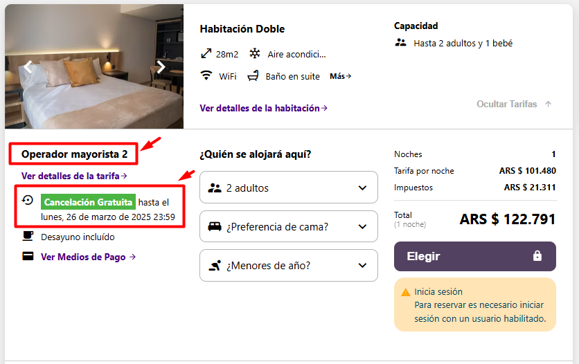 Ejemplo de búsqueda en el motor de la agencia antes del mapeo de políticas
