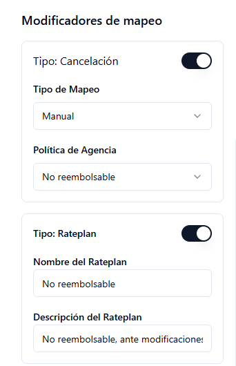 Campo Modificadores de mapeo