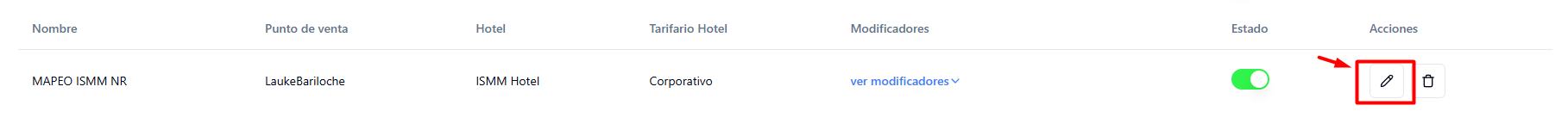Opción de editar mapeo