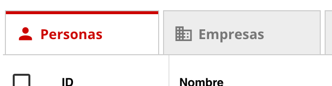 Captura de pantalla de la aplicación de Contactos mostrando las vistas Personas y Empresas.