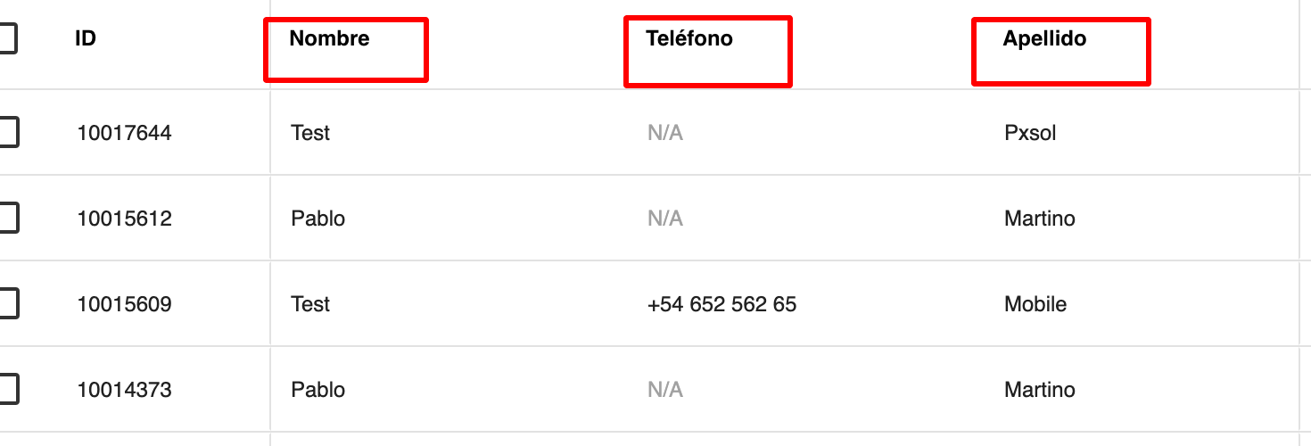 Demostración de cómo arrastrar y soltar columnas para reordenarlas.