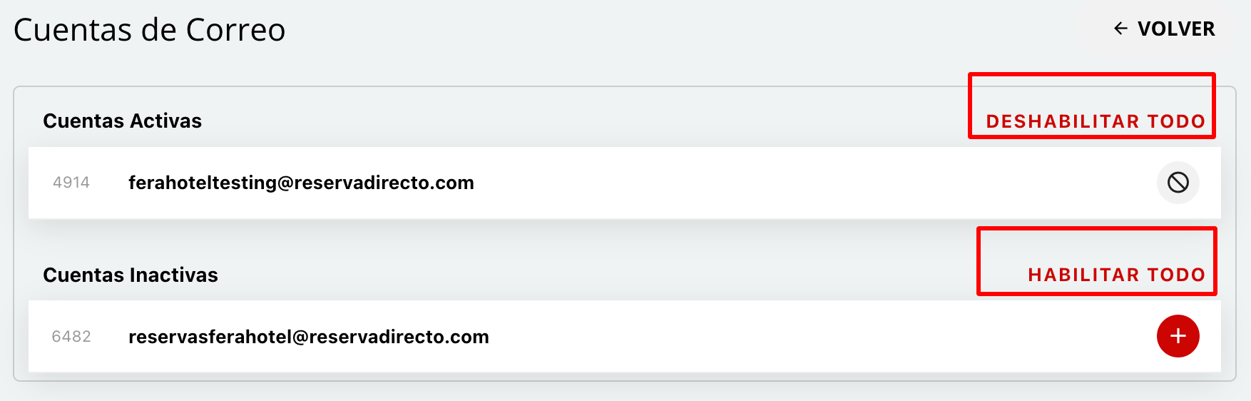 Opción para habilitar/deshabilitar masivamente cuentas de correo