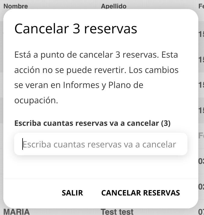 Confirmar cancelación masiva