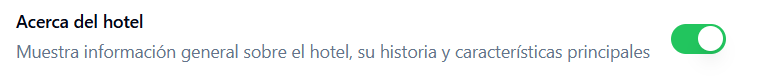 Configuración de visibilidad para Acerca del hotel