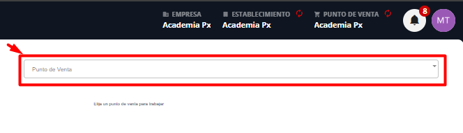 Listado de puntos de venta disponibles